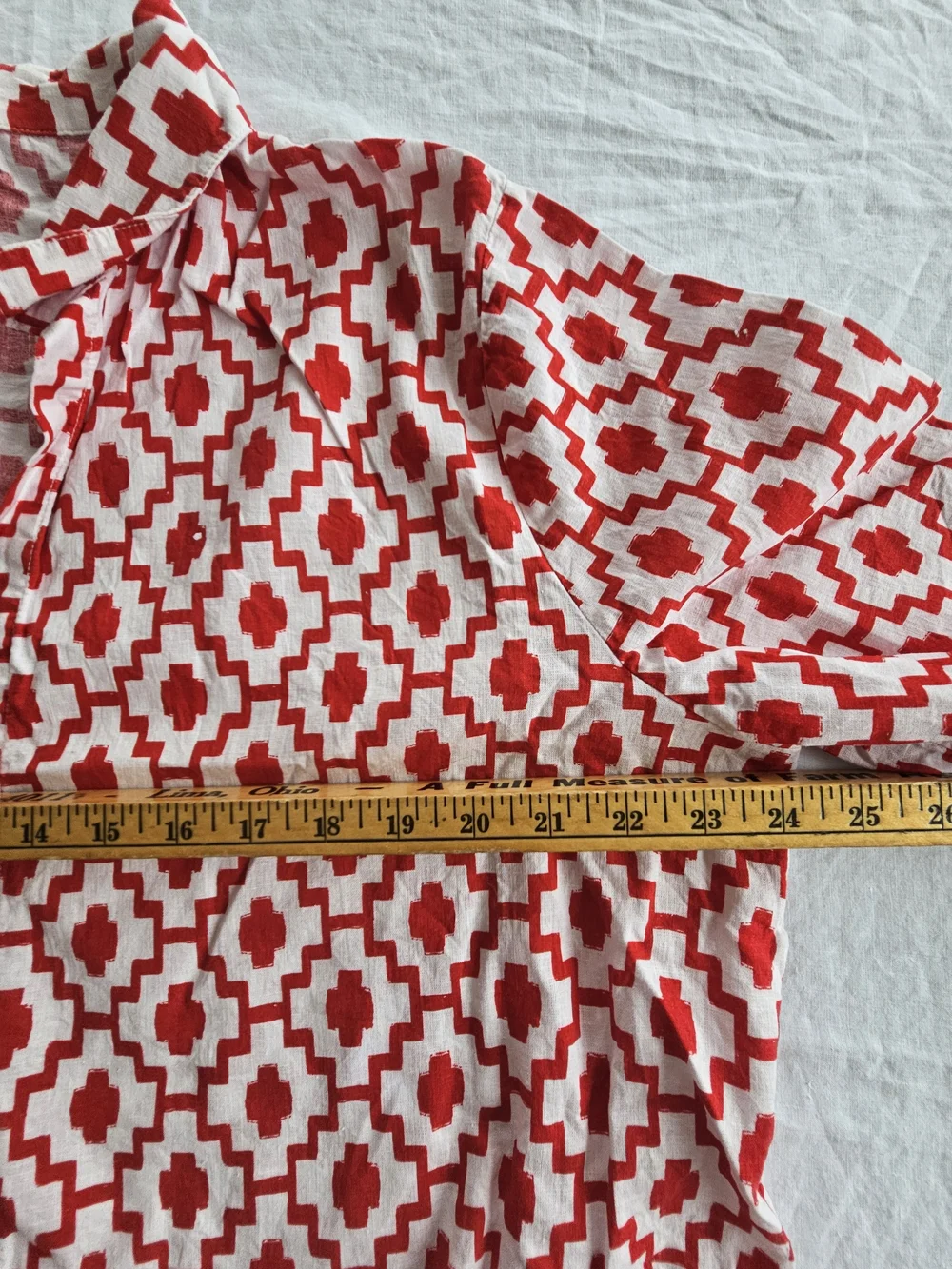 Shade & Shore Red and White Button-Front Short Sleeve Top Size XL - Picture 4 of 6